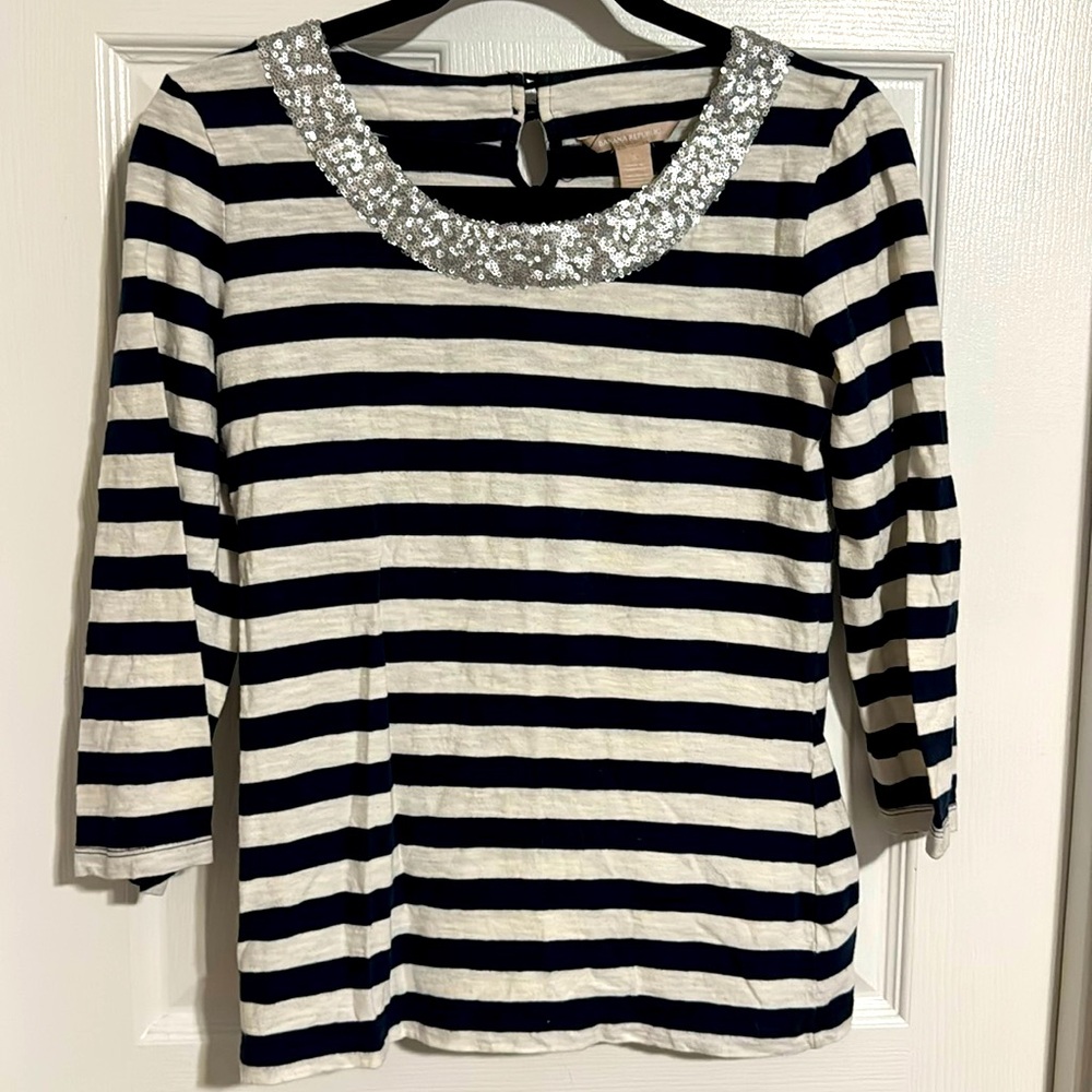 Sparkle Trimmed Striped Top
